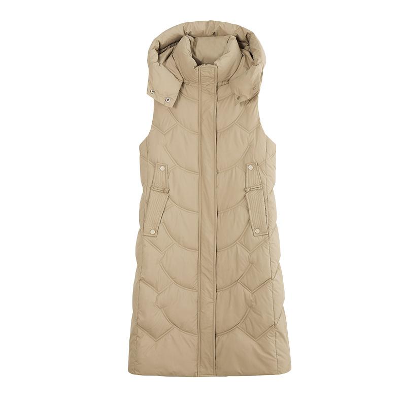 2025 New Autumn and Winter Down Cotton Vest Women's Vest Thick Medium and Long Warm Slim Outer