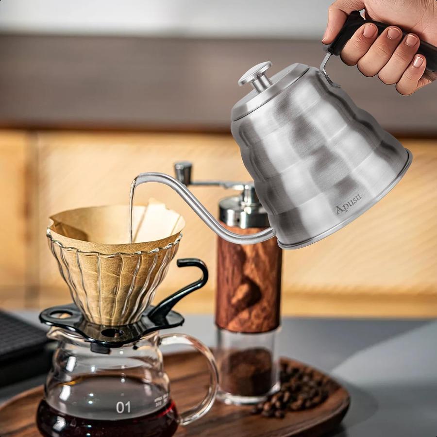 

Чайник с термометром Чайник черный для плиты 40 унций 1200 мл Чайник с гусиным носом Чайник для заваривания кофе пуровер с United States