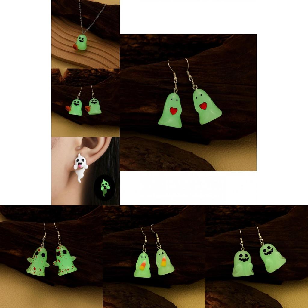 Przyciągające wzrok akcesoria na Halloween świecące w ciemności, w tym kolczyki i naszyjniki