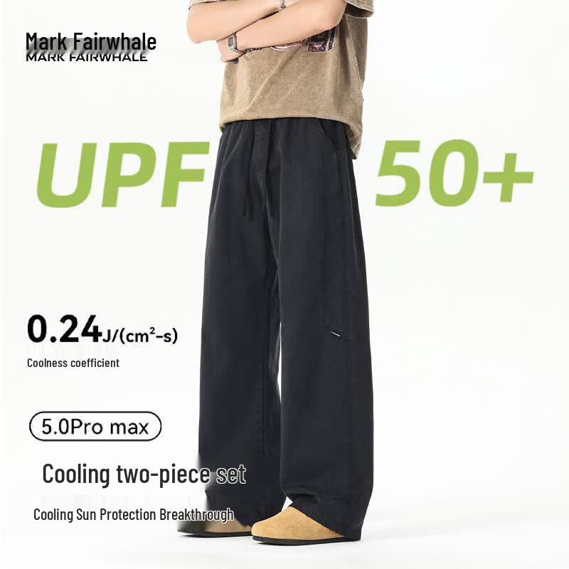MARK FAIRWHALE Men s Summer Tencel Lyocell Wide-Leg Casual Pants 3XL