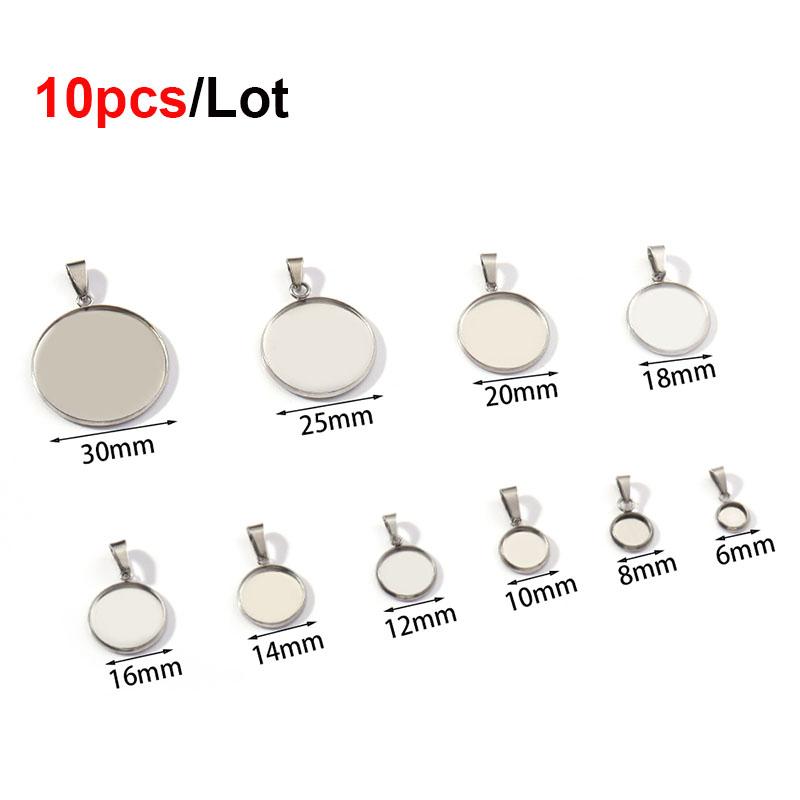 5-10Pcs High Quality Stainless Steel Cabochon Base Bezel For Jewelry Making Blank Tray Pendant Settings With Clasps DIY Necklace