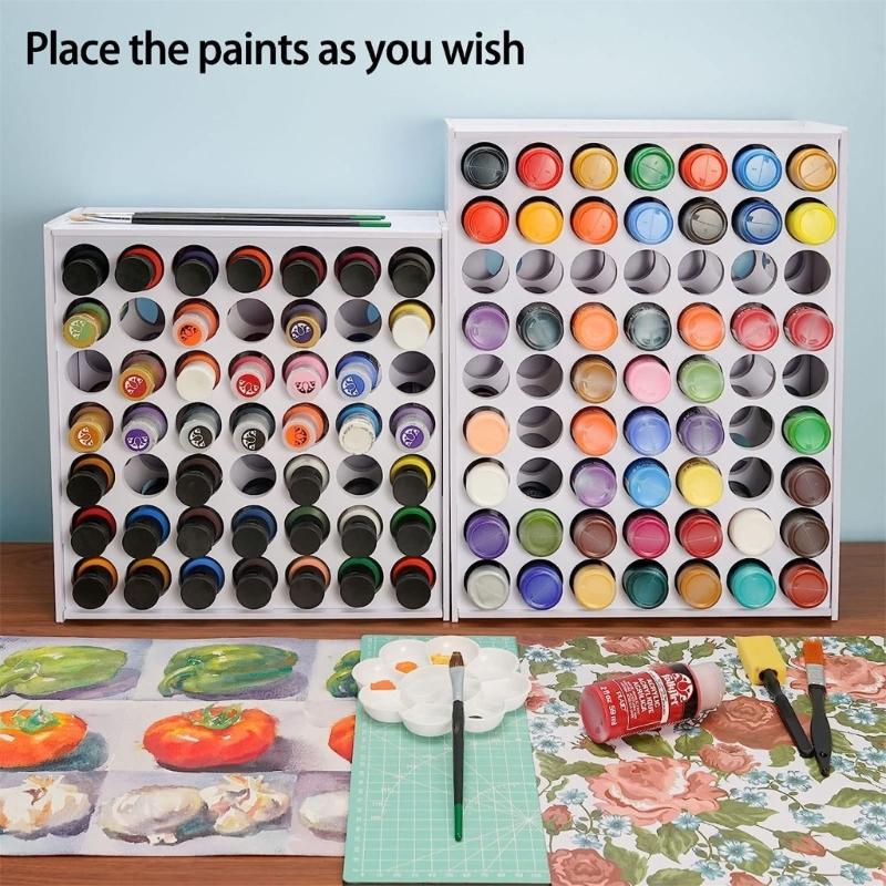 Vertical Paint Bottle Holder Practical Paint Rack 49/63 Hole Organizers for Craft Paint Bottles Space Saving