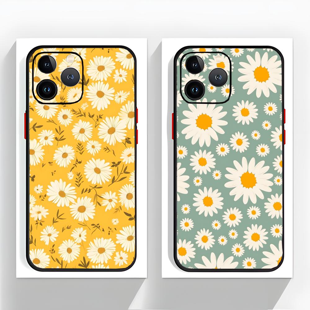 Daisy Graphic Printed Art Phone Case Black Matte Thin Phone Case For iPhone17 16 15 14 13 ProMax