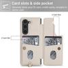 For Samsung Galaxy Z Fold5 5G Case Card Slots Leather Coated TPU Flower Phone Cover with 2 Straps