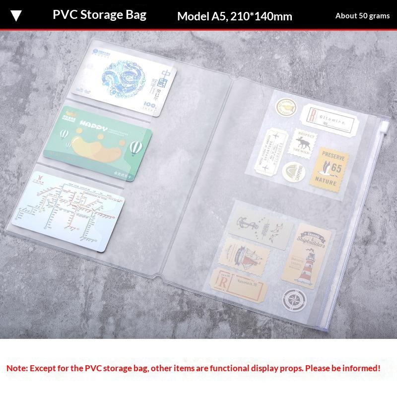 Plastikowa torba na zamek błyskawiczny do notatnika Midori Travelers Notebook, dziennika, planera, akcesorium, uchwyt na karty, przechowywanie, standardowy/kieszonkowy/paszportowy
