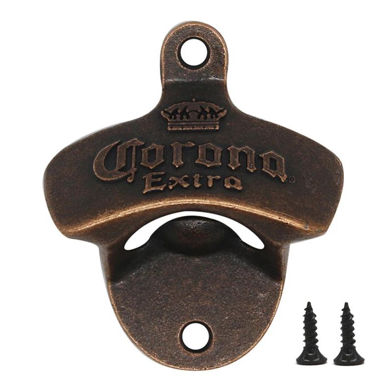 

1Pcs Retro Decorative Bottle Opener Wall Mounted Hanging Beer Openers Bar Tools Alloy Electroplating Process Bar Cafe Wall Decor