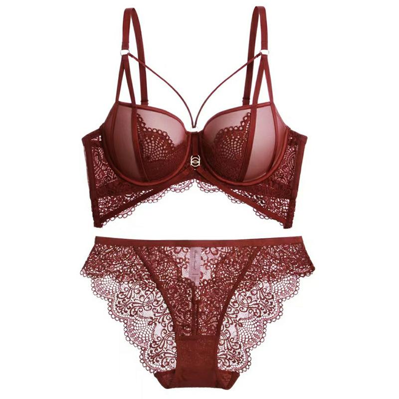 Sexy Lace Lingerie Red Natal Year Small Breasts Gather Top Support Adjustment Bra Women