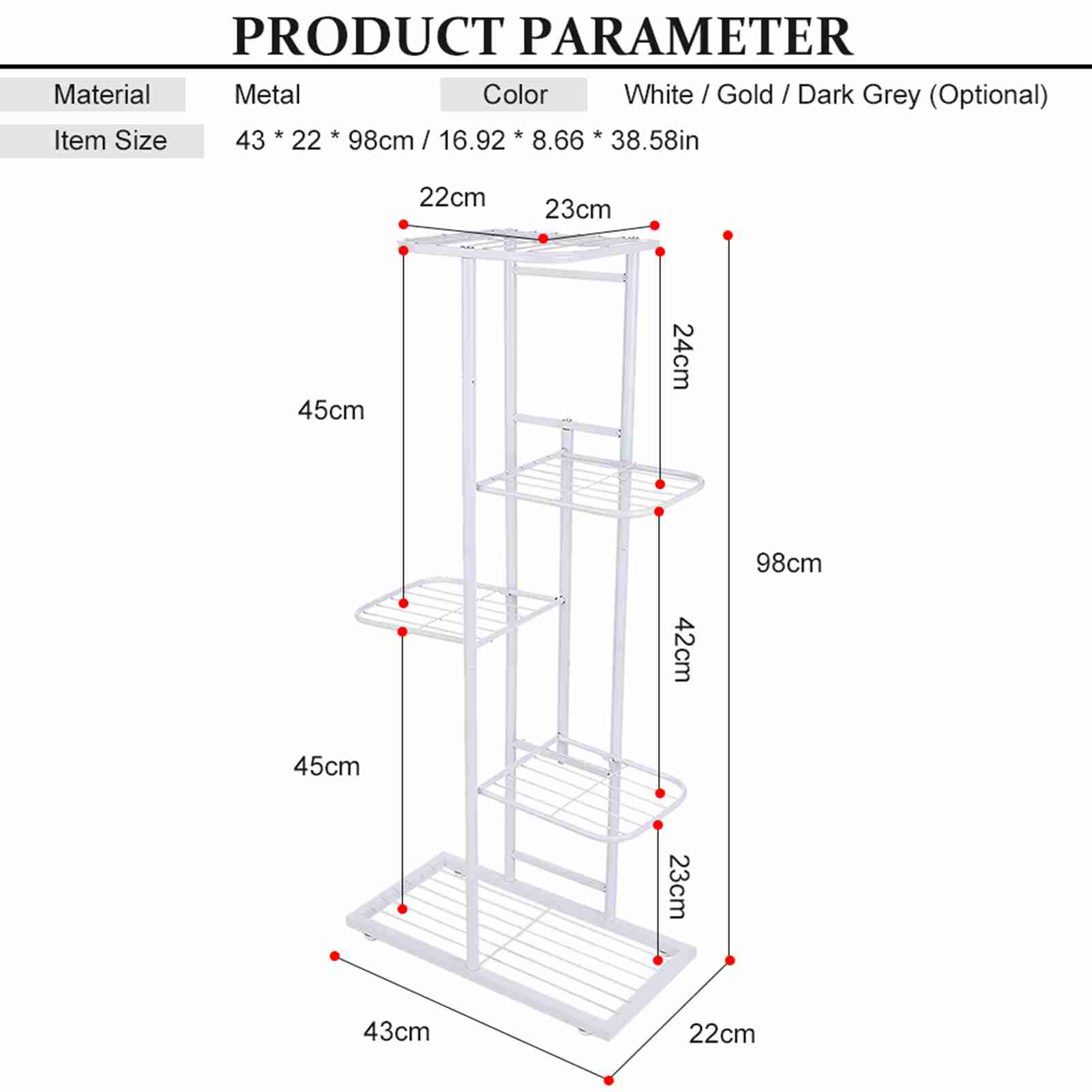 5 Tier Display Shelf Flower Pots Rack Plant Stand Potting Ladder Planter Stand Hvy Duty Storage Shelving Rack for Potted Plants