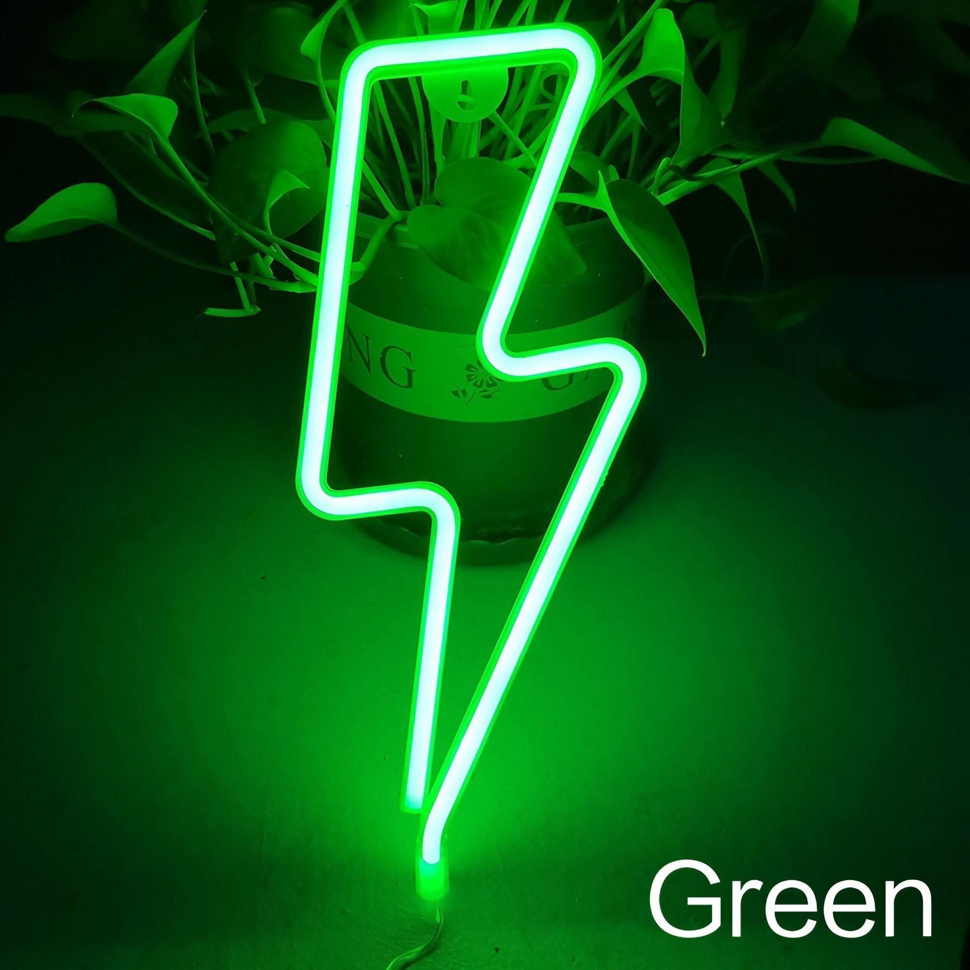 

STONEGO Creative LED Lightning-shaped Festival Home Atmosphere Lamp, Stylish Neon-style Design, Multicolor Light Decor зелёный