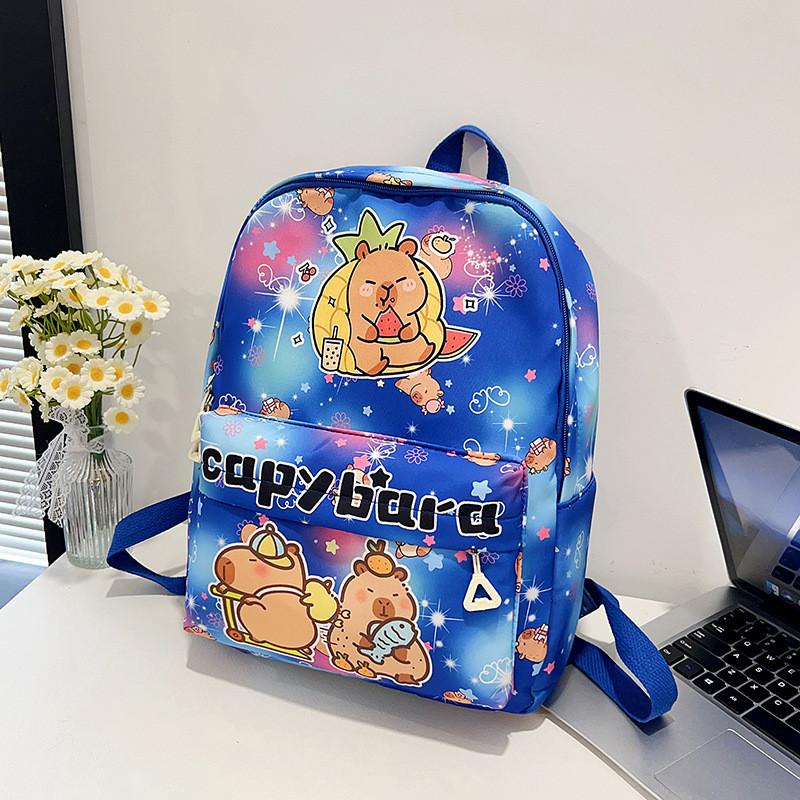 Cartoon Capybara Cute Car Bath Singing Printed Children Large Backpack Capacity