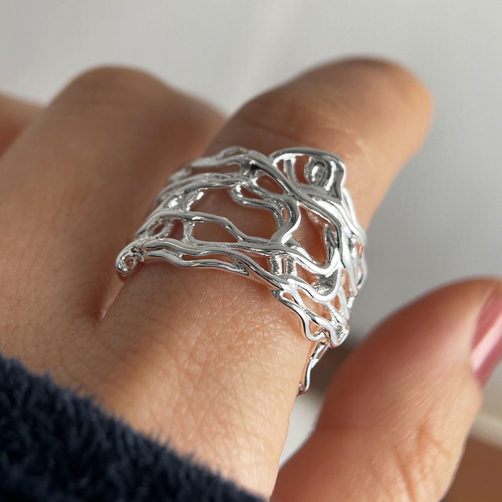

925 Sterling Silver Finger Rings for Women Web Interline Couple Minimalist Ring Party Jewelry Gift Prevent Allergy