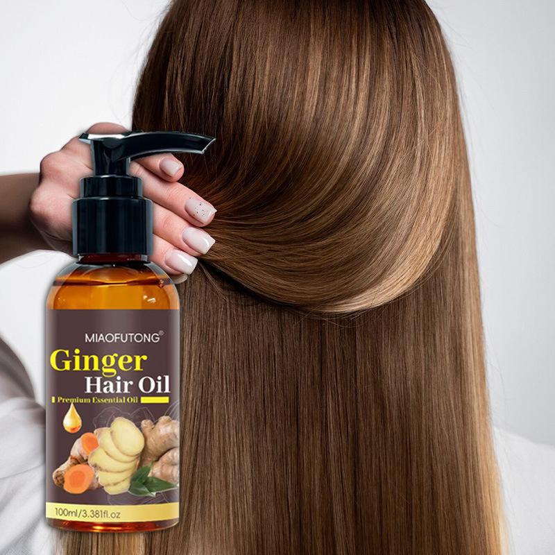 Cross-Border Hot Selling Ginger Hair Care Oil: Strengthens Follicles, Brightens, Fights Frizz, Leave-In Treatment.
