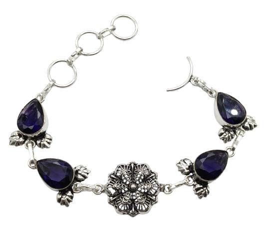 Amethyst Gemstone Silver Plated Handmade Bracelet Jewelry BR 48