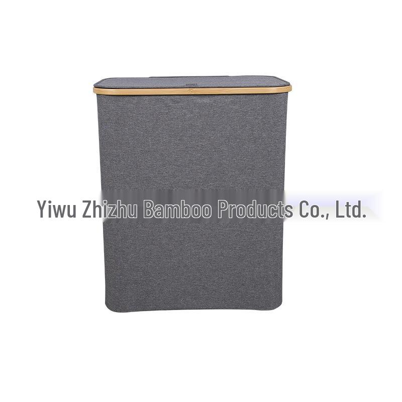 Camphor Bamboo Foldable Laundry Hamper with Three Pockets – Large Capacity, Antibacterial, and Anti-Mildew