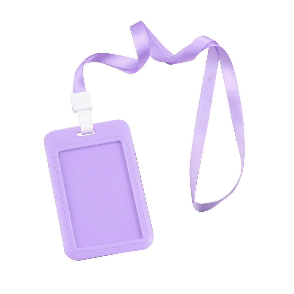 Badge Holder Bright Color Thick Sturdy ABS Rounded Corner Waterproof Bus Card Holder with Lanyard for Company School