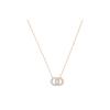 Dextera Stone Double Ring Design Rose Gold Plated Imitation Crystal Necklace Women Necklace White 5414999