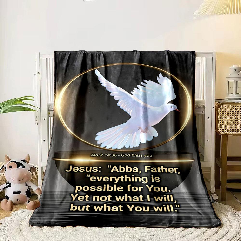 Jesus Quote Religious Throw Blanket  Printed Blanket for Living Room Bed Couch Lunch Break Soft Cozy Blanket for Friend's Festival Gift