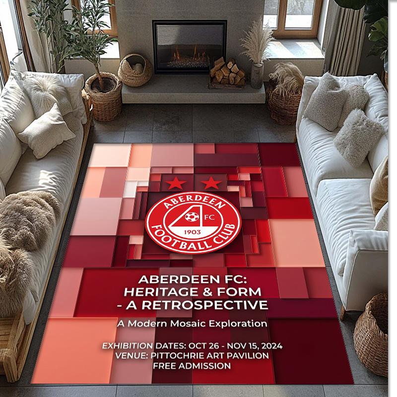 Aberdeen FC Soccer Football Pattern Soft Area Rug Non Slip Indoor Floor Carpet Sports Decor Mat for Bedroom