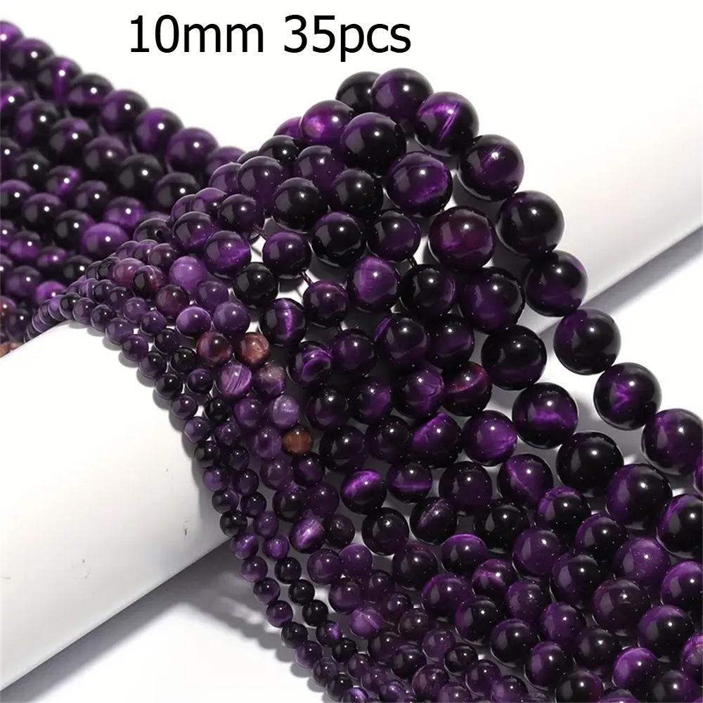 Natural Purple Tiger Eye Stone Loose Beads, Handmade DIY Accessories, Tiger Clear Stone Round Beads, Semi-finished Products, Materials