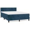 Box Spring Bed with Mattress Dark Blue 140 x 190 cm Velvet