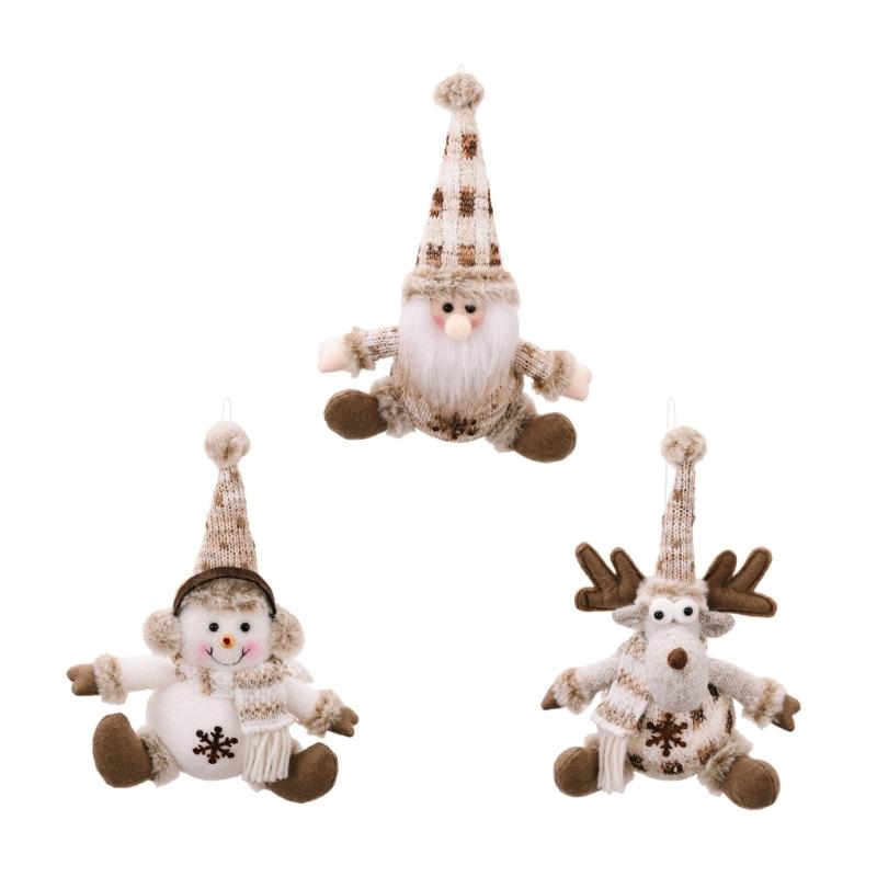 Elegant Knitted Christmas Figurine Ornament Stylish Knitted Christmas Decorative Pieces for Family Friendly Holiday 1