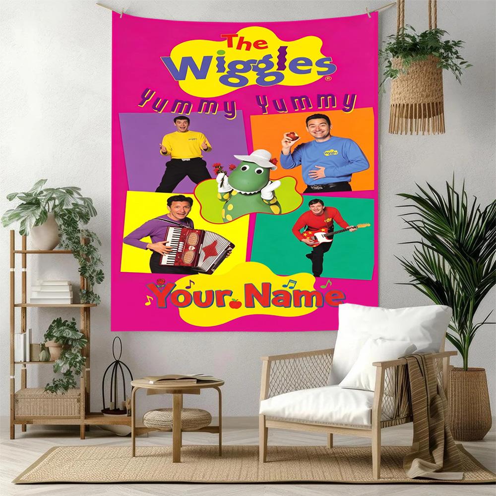 Wiggles Custom Name Tapestry Foldable Wall Tapestry Smooth Polyester Great for Meditation Room All-Season Use Housewarming Gift