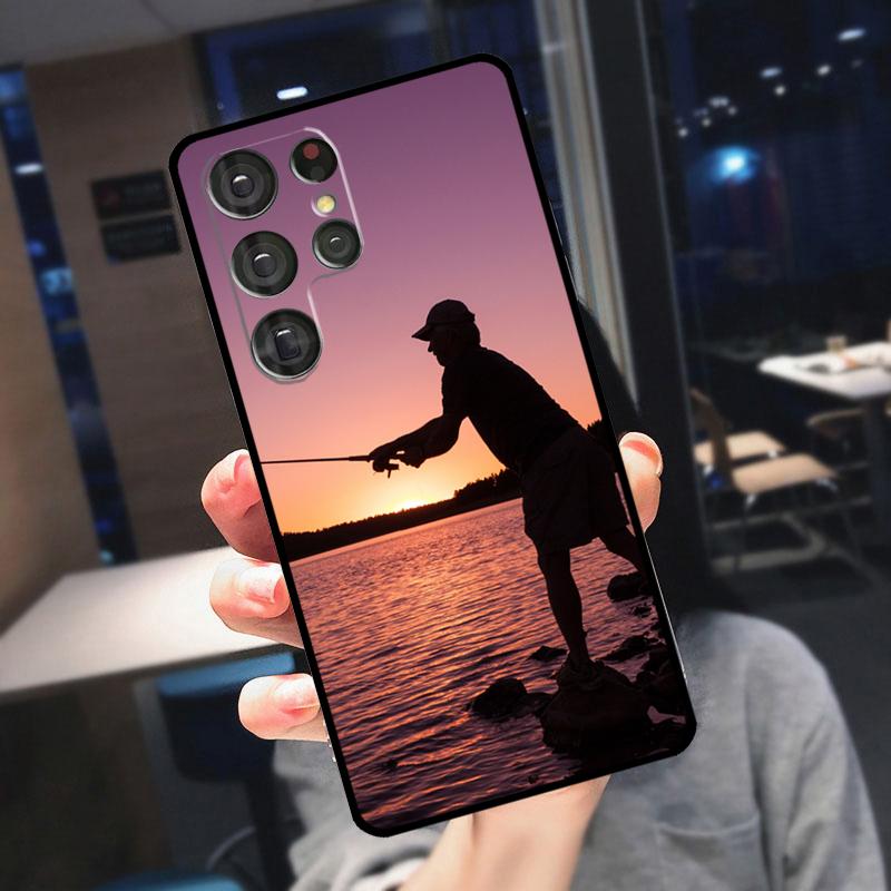 Hunter Man Fishing Dog Cover For Samsung Galaxy S25 Ultra S24 S22 S21 S23 Plus S20 FE S9 S10 S24 FE Phone Case