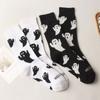 Streetwear Halloween Ghost Socks Cartoon Mid-Calf Socks Sweat Absorbent Socks Women  Students