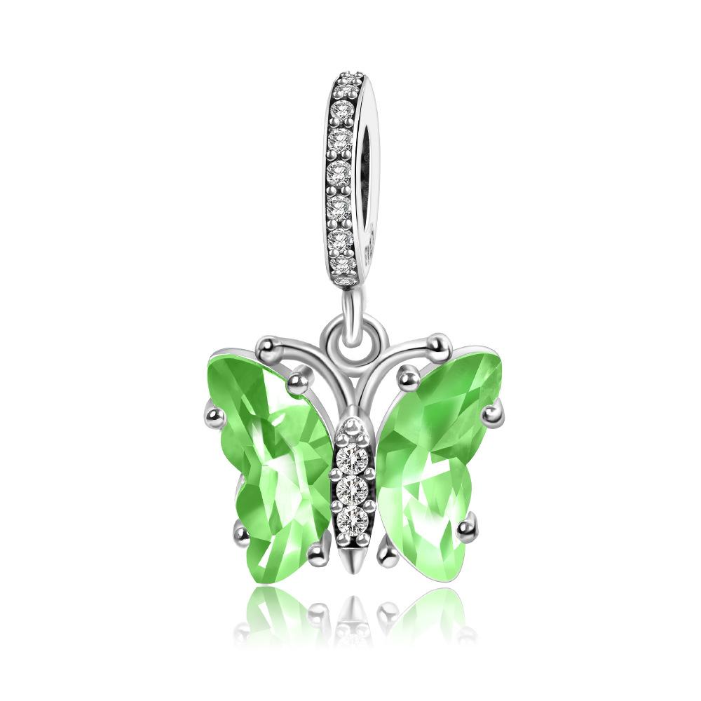 Luck Charm 925 Silver Four Leaf Clover Green Tree Frog Turtle Bead Pendant For Bracelet Women DIY Jewelry Gift