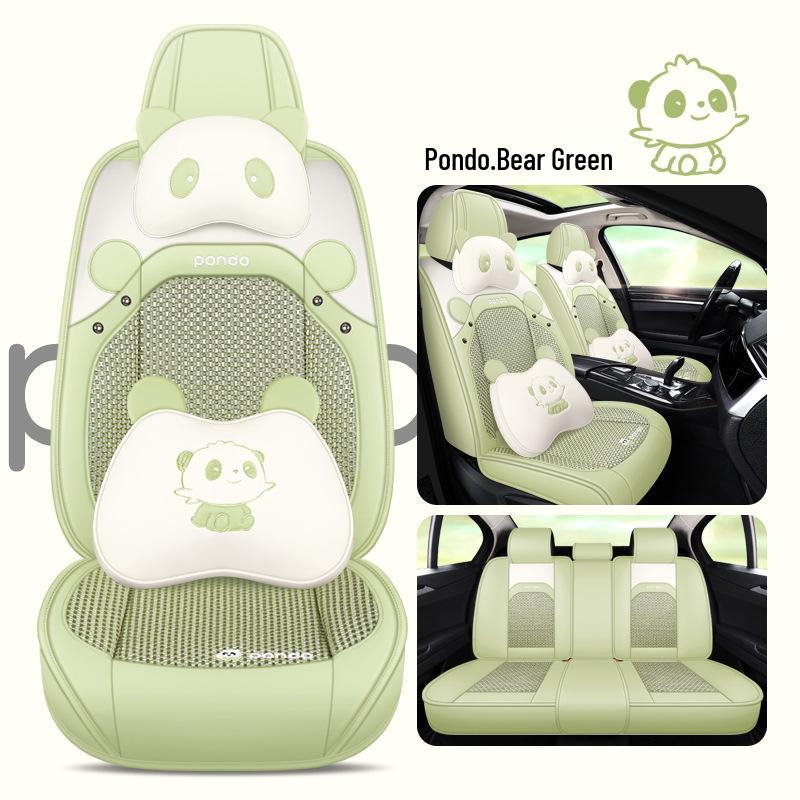 2022 New Cartoon Leather Ice Silk Car Seat Cushion Set, Four Seasons