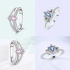 Authentic Copper Jewellery Pink Heart Love Star Shape Blue Zircon Rings Fine Anniversary Luxury Delicate Rings Girlfriend Gift
