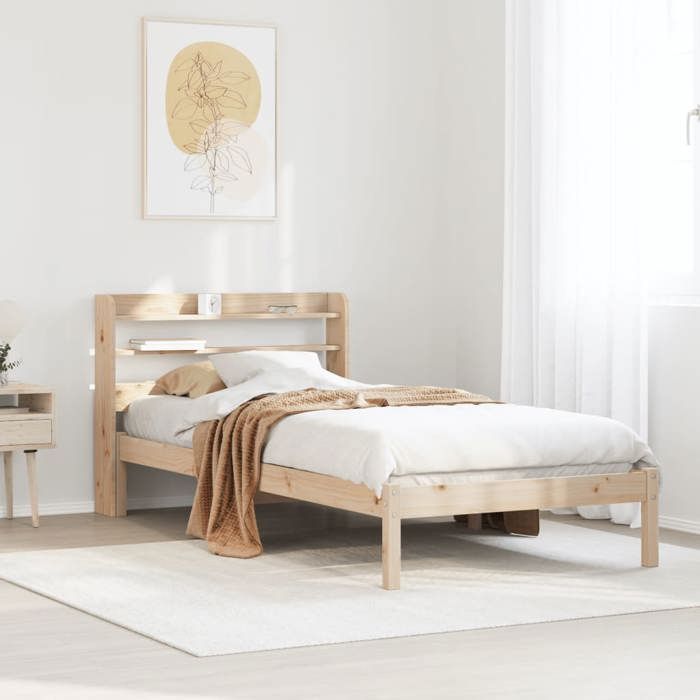 VidaXL Cadre de lit et tête de lit 100x200 cm bois de pin massif, lit, mobilier de chambre, lit en bois, lit simple, cadre 3306537