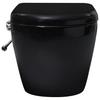 Wall Mounted Toilet without Rim Flush and with Bidet Function Ceramic Black