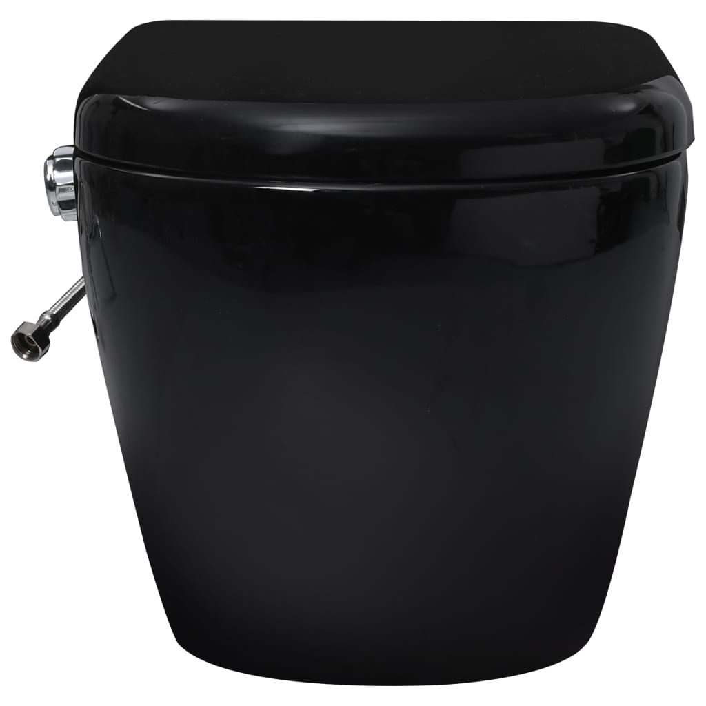 Wall Mounted Toilet without Rim Flush and with Bidet Function Ceramic Black