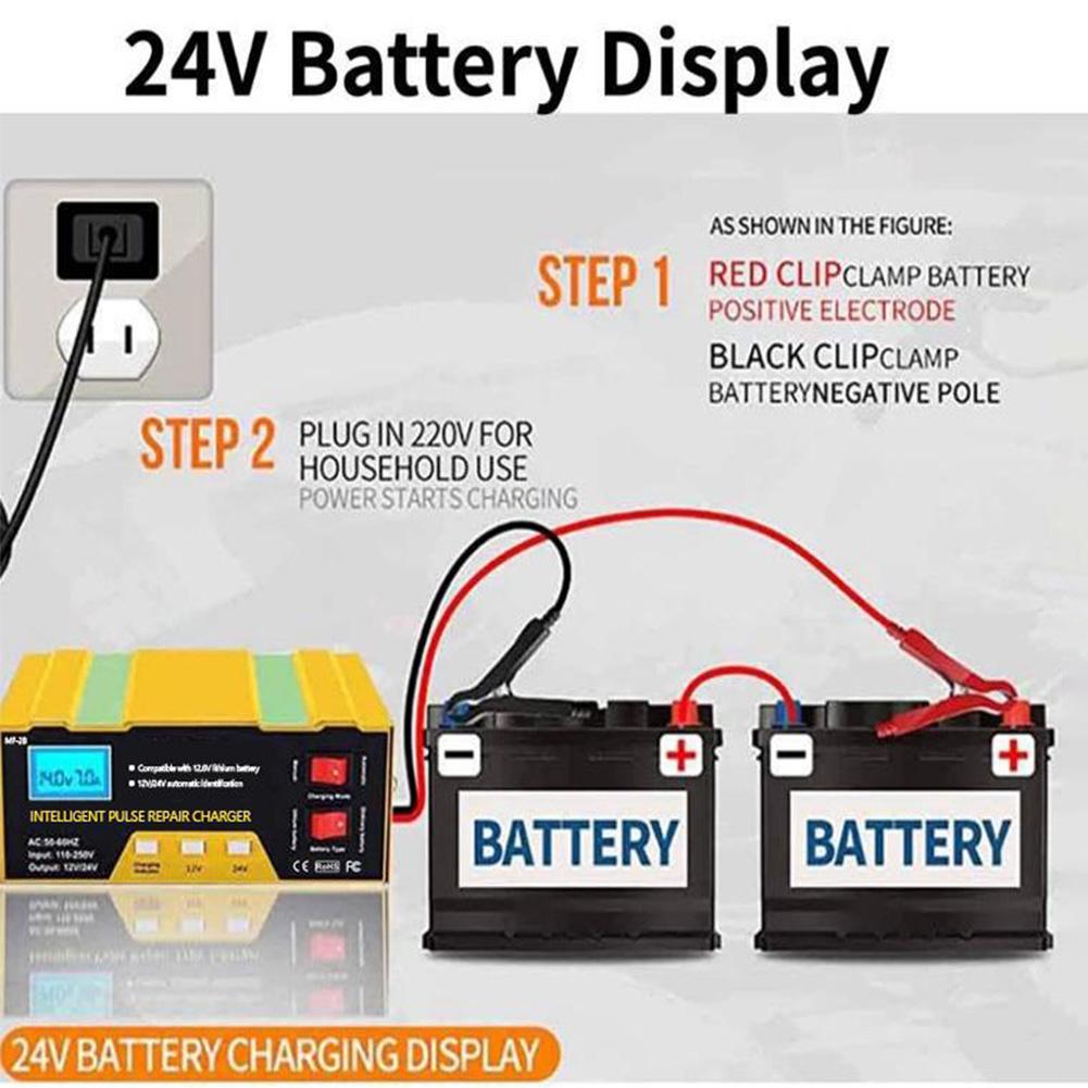 12V/24V Plně automatická nabíječka autobaterií LCD displej Inteligentní pulzní oprava Nabíječka baterií 180W Nabíječka pro nákladní automobily a motocykly