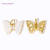 18K Gold Plated Natural Shell Butterfly Pendant Brass With Zircon Pendant Charms For DIY Necklace Jewelry Making Supplies