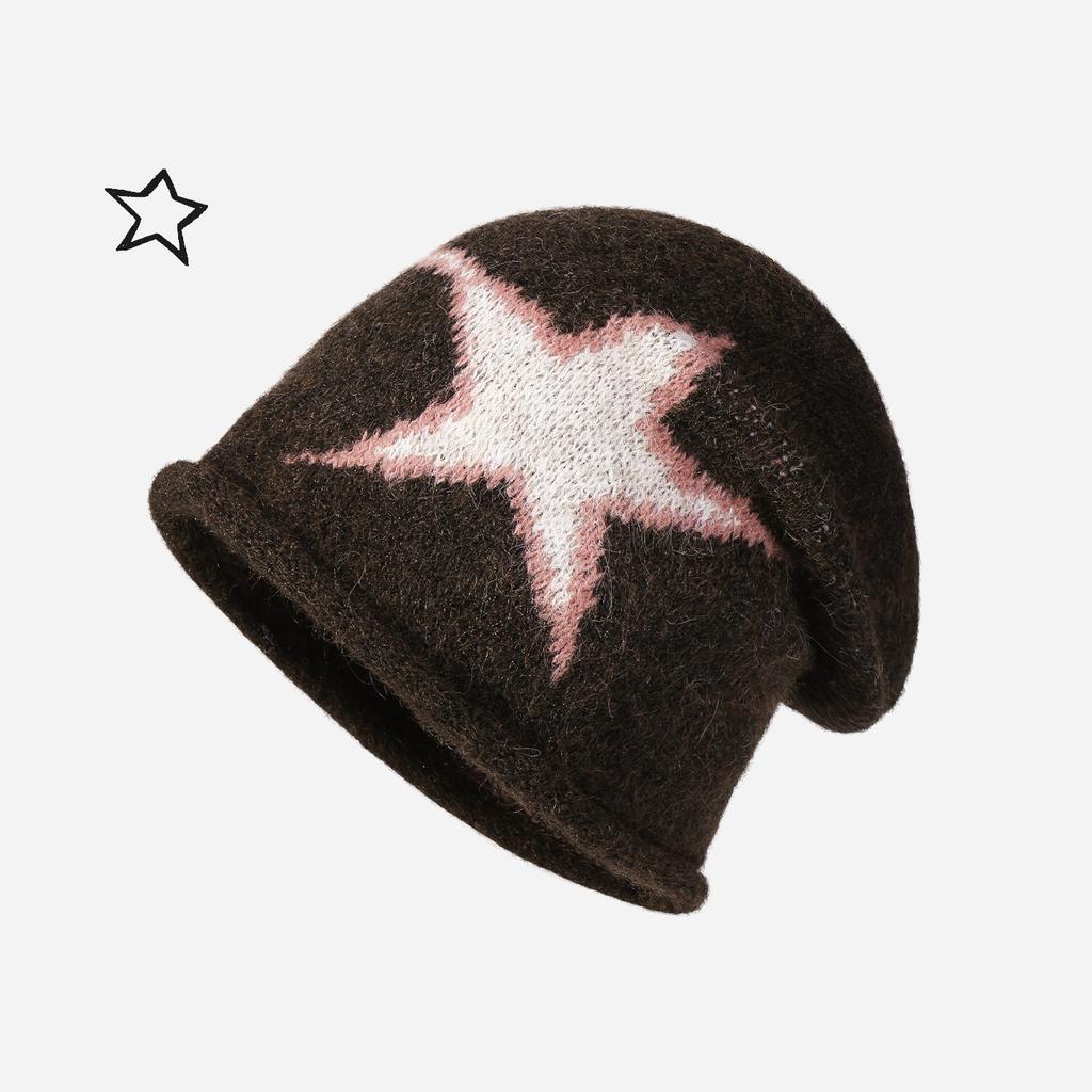 Fair Island Wind Curling Heap Hat Female Autumn and Winter Retro Face Small Cold Hat Lazy Wind Warm Bag Head Wool Hat