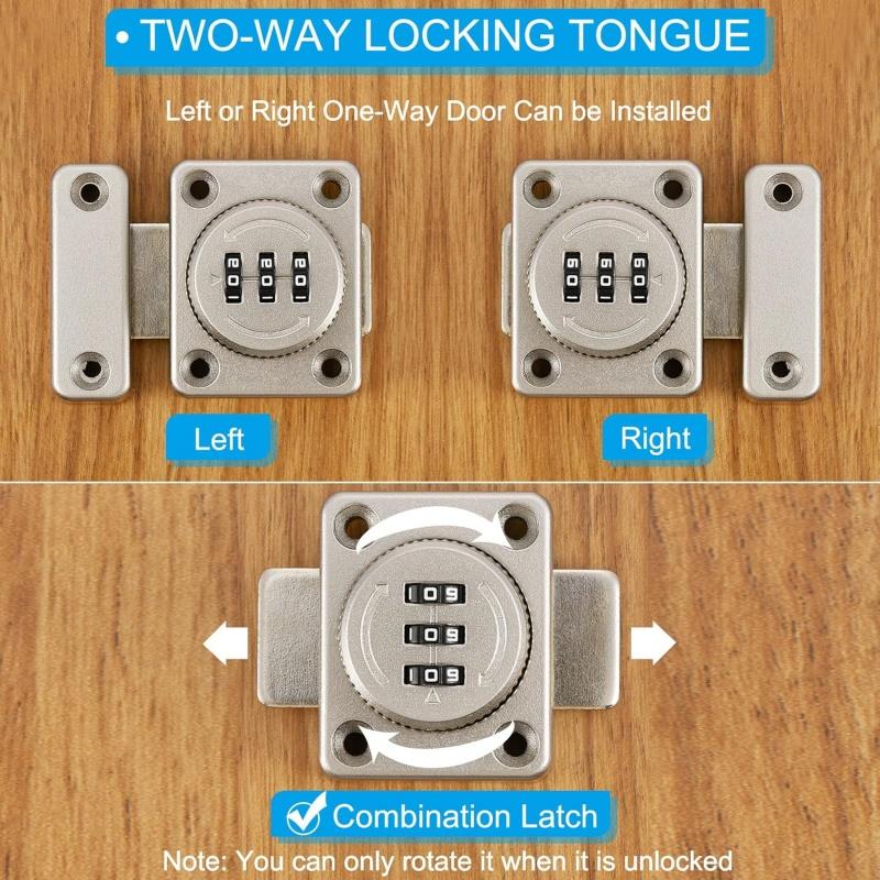 Password Rotate Bolt Latch 3 Digit Combination Home Security Latch Gate Latches Door Keyless Lock Twist Rotating Barrel Locks