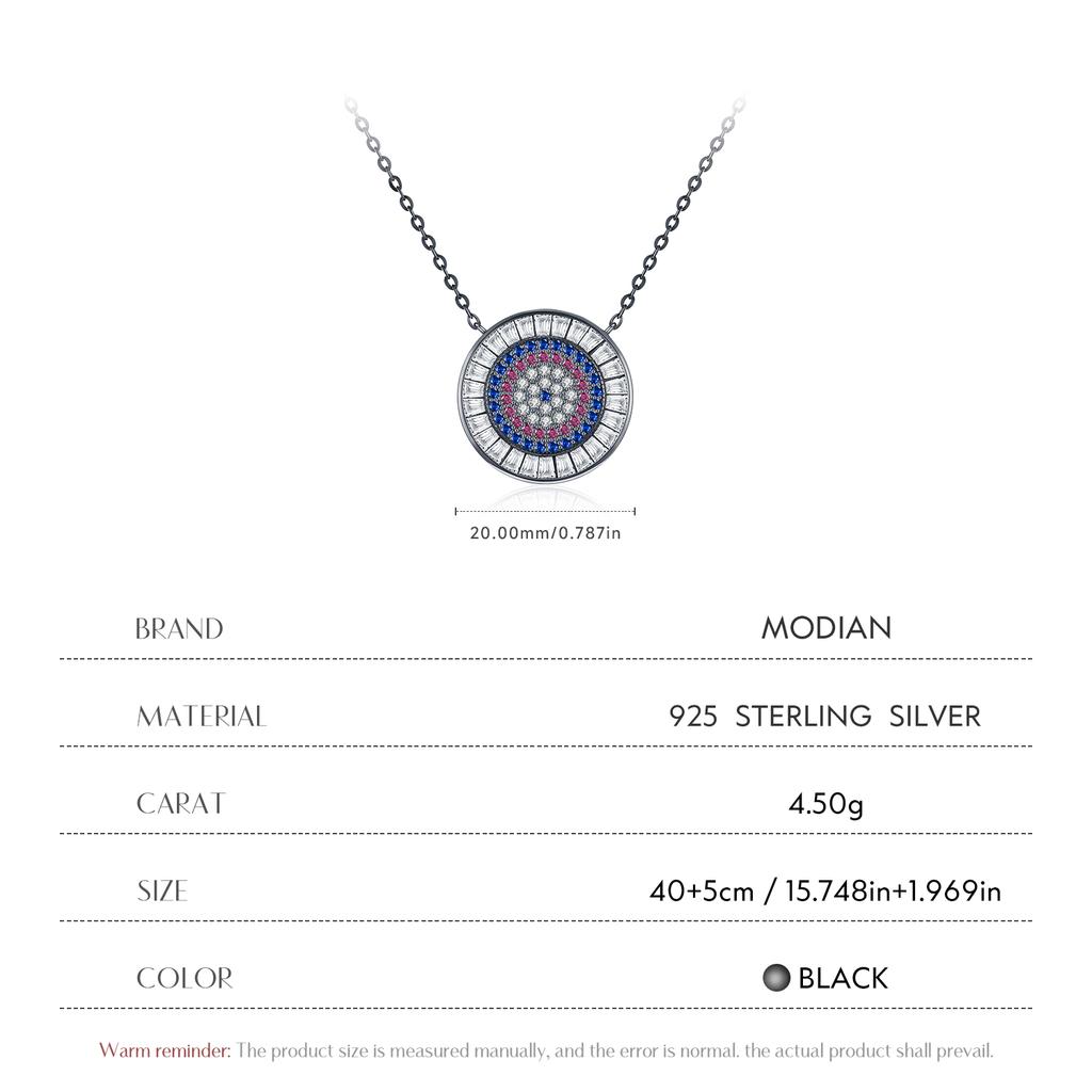 MODIAN 925 Silver Colorful Round CZ Pendant Necklace Black Stackable Link Chain Necklaces For Women Fine Jewelry