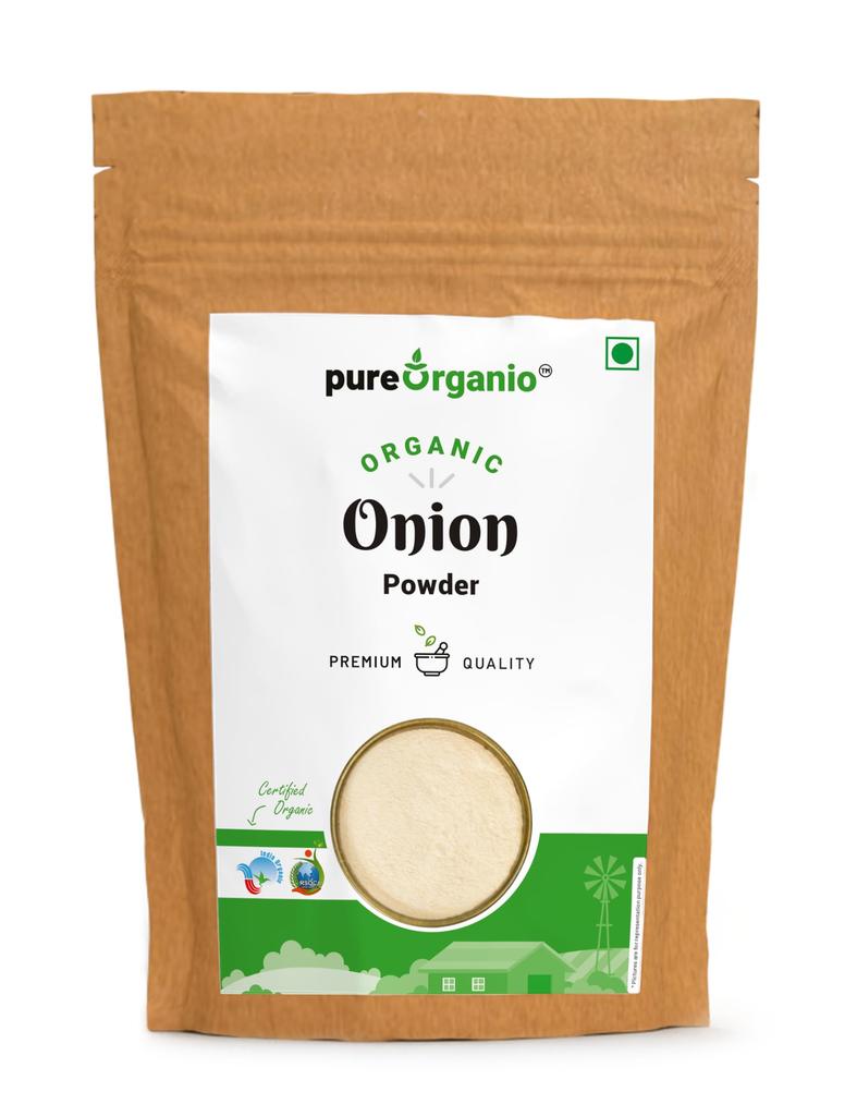 Pure Organio Organic Onion Powder, Dehydrated Onion Powder NPOP Indian Organic Certifed (350 Gm)