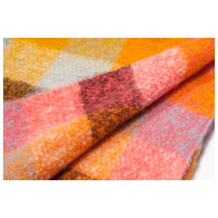 Outono Inverno Grosso Borla Cor Xadrez Cachecol Xale Feminino