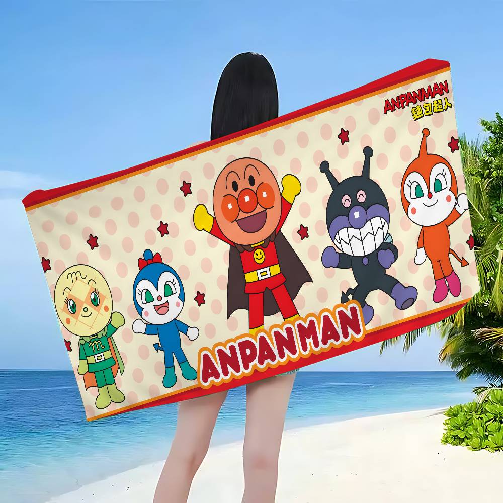 Classic Children Anime A-Anpanman Microfiber Blanket Quick Drying Beach Towels Oversized Printing Super Absorbent Pool Towel