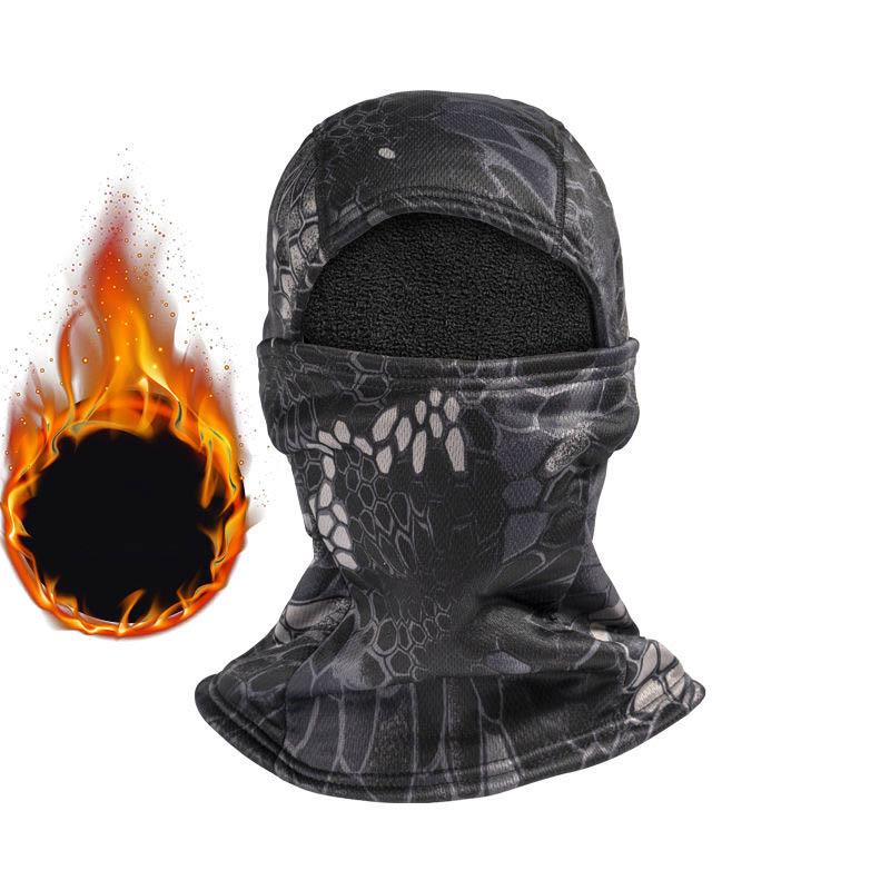 Winter Warming Hood for Men's Cycling Cold-proof Face Mask with Lining Windproof Face Shield and Long Bib Cover