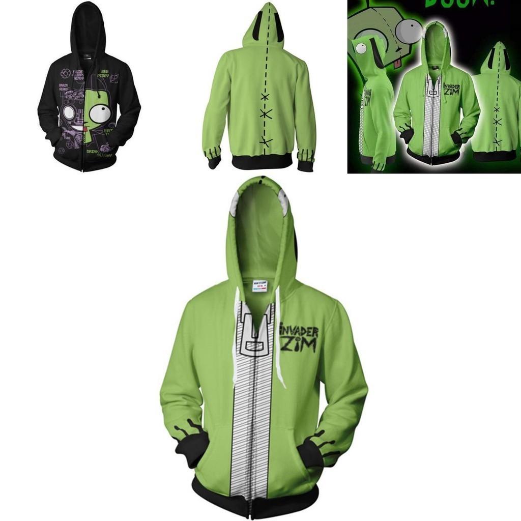 Invader Zim Costume Printed Men Zipper Hoodie Sweatshirt In Comfortable Soft Material