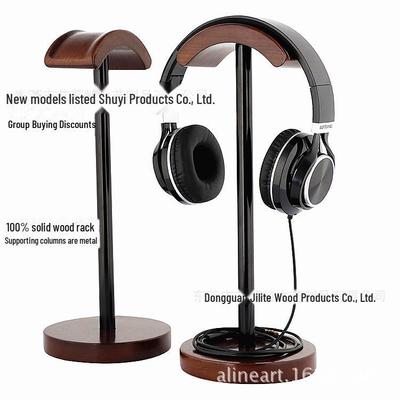 Bluetooth Kulaklık Standı - Oyun Kancalı Metal ve Masif Ahşap Saklama Rafı