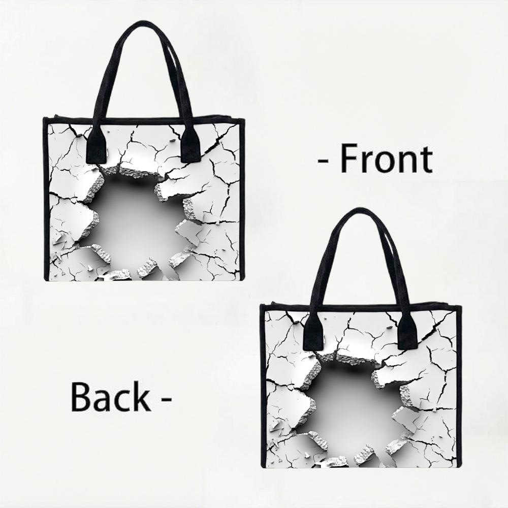 Crack Pattern Tote Bag Large Capacity Casual Handbag for Daily Use