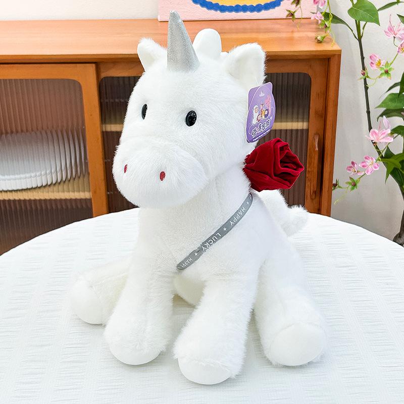 

Ugly cute rose unicorn plush toy Valentine s Day gift grab doll ground marketing gift home ornament 26cm【0.2kg】 белый