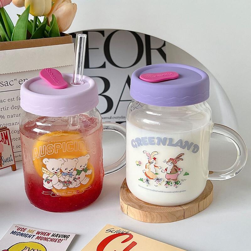 Baizien Retro Glass Straw Cup