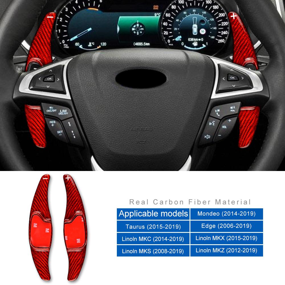 

Real Hard Carbon Fiber for Ford Edge Taurus Mondeo Lincoln MKZ MKS MKX MKC Accessories Steering Wheel Paddle Shift Sticker