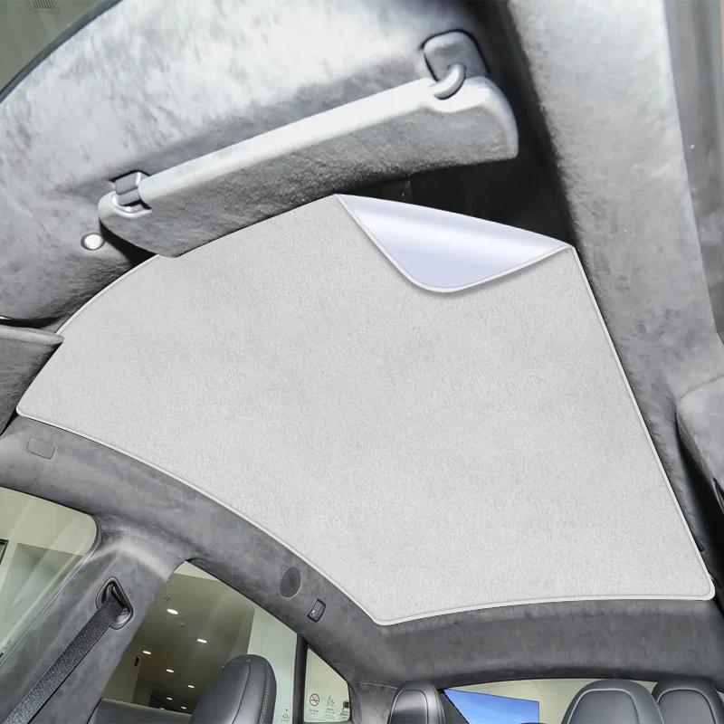 Car Suede Fabric Electrostatic Adsorption Sunroof Sunshade Auto Anti-UV For TESLA MODEL S 2018-2026 Heat Insulation Skylight